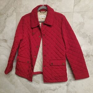 Calvin Klein Women's Quilted Red Jacket - Size Medium